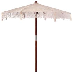 Parasol octogonal en ext&eacute;rieur design boh&egrave;me ambiance cosy 252.5 x 252.5 x 260 cm en coton cr&egrave;me 02