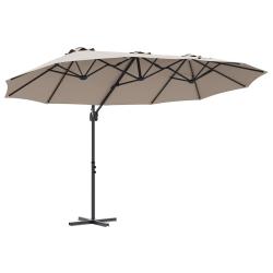 Parasol inclinable design moderne ext&eacute;rieur 372 x 198 x 243 cm en polyester taupe 02_0058750