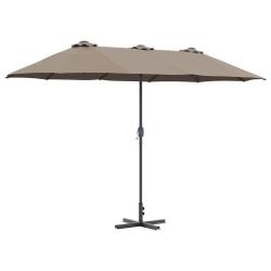 Parasol de jardin pliable moderne &eacute;t&eacute; 370 x 197 x 239 cm en polyester taupe 02_0058742