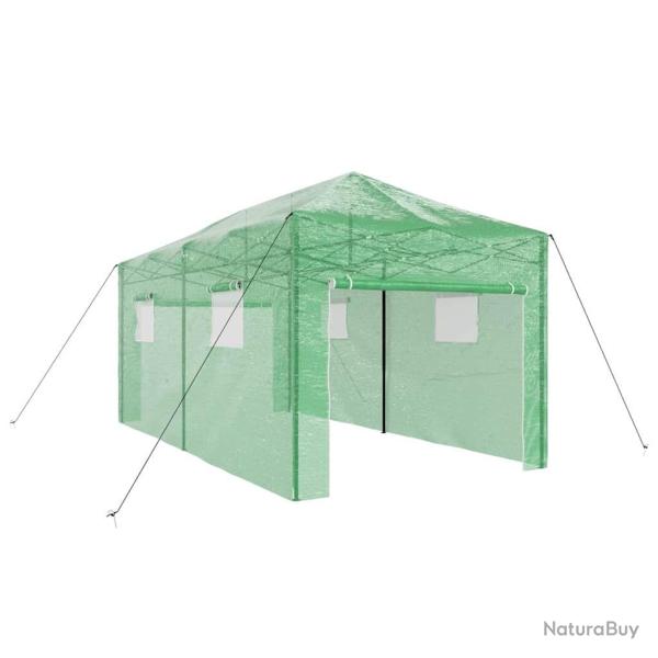 Serre de jardin pliable moderne design spacieux 290 x 580 x 315 cm en fer vert 02_0058862