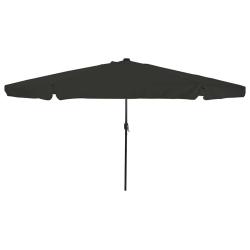 Parasol de jardin rond pliable moderne 395 x 395 x 245 cm avec &eacute;clairage LED ambiant en polyester n