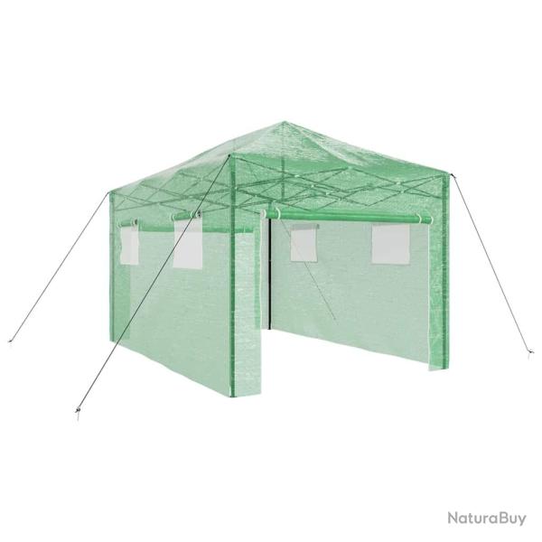 Serre de jardin rectangulaire pliable design moderne 290 x 430 x 315 cm en fer vert 02_0058861