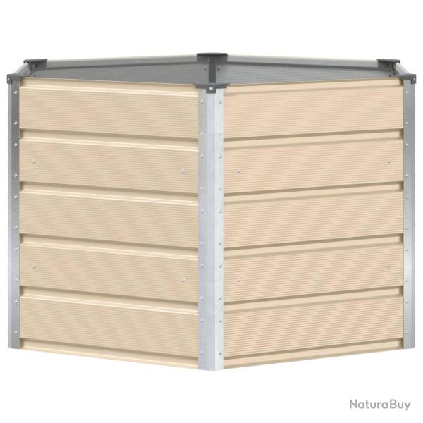 Jardini�re hexagonale �l�gante moderne pour jardin 129 x 129 x 75 cm en acier ivoire 02_0059134