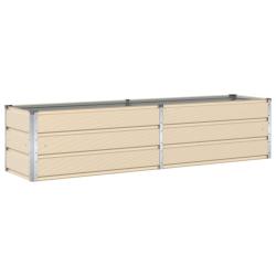 Jardini&egrave;re moderne design industriel ext&eacute;rieur 195 x 50 x 45 cm en acier galvanis&eacute; ivoire 02_0059156