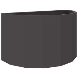 Jardini&egrave;re demi-ronde design moderne ext&eacute;rieur 90 x 45 x 50 cm ambiance chic en acier noir 02_00529