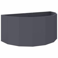 Jardini&egrave;re demi-ronde moderne jardin terrasse 120 x 60 x 50 cm en acier anthracite 02_0052945