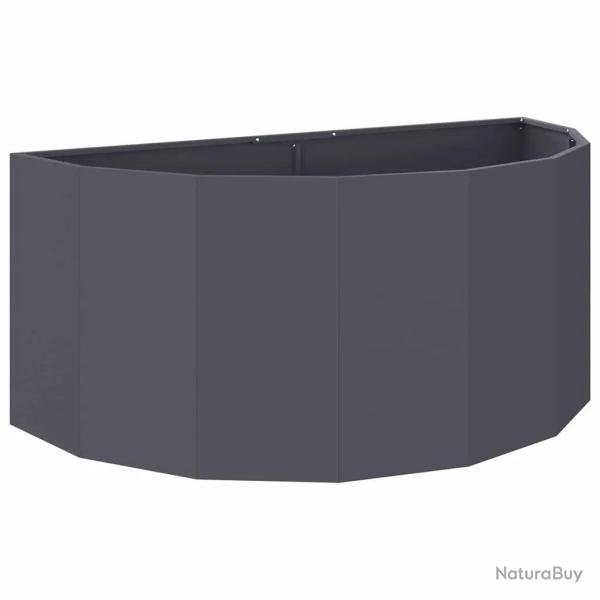 Jardini�re demi-ronde moderne jardin terrasse 120 x 60 x 50 cm en acier anthracite 02_0052945