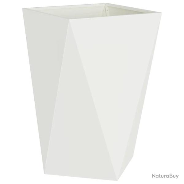 Jardini�re moderne pour ext�rieur 50 x 50 x 75 cm avec base int�gr�e style �pur� en acier blanc 02_