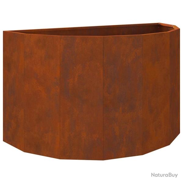Jardini�re demi-ronde moderne ext�rieure 90 x 45 x 50 cm style contemporain en acier rouill� 02_005