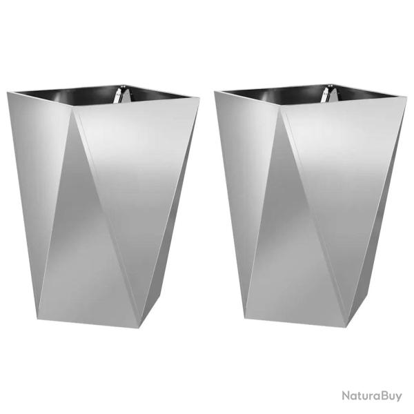 Lot de 2 jardini�res rectangulaires modernes 50 x 50 x 75 cm design chic ext�rieur en acier galvani