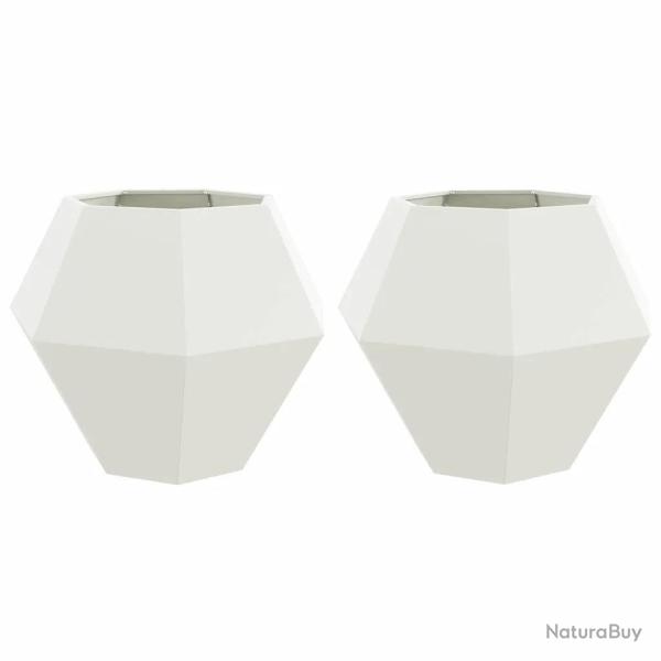 Lot de 2 jardini�res rectangulaires �l�gantes pour ext�rieur 100 x 100 x 80 cm en acier blanc 02_00