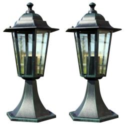 Lot de 2 lampes de jardin d&eacute;coratives 41 x 13 x 13 cm ambiance agr&eacute;able patio en aluminium noir 02_
