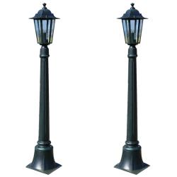 Lot de 2 lampes de jardin 105 cm ambiance cosy s&eacute;curisante style moderne en aluminium vert fonc&eacute; 02