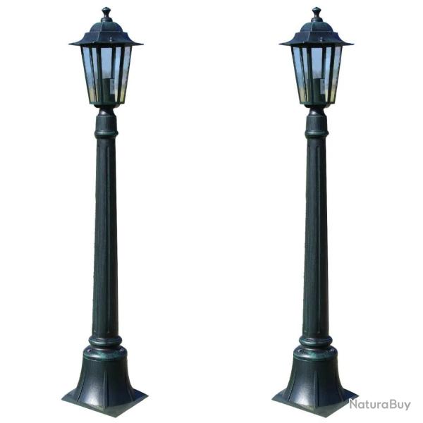 Lot de 2 lampes de jardin 105 cm ambiance cosy s�curisante style moderne en aluminium vert fonc� 02