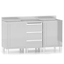 Lot de 3 armoires de cuisine commerciales en acier inoxydable 50 x 60 x (95-96) cm avec dosseret et
