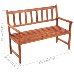 Banc de jardin meuble de patio d'ext&eacute;rieur terrasse avec coussin 120 cm bois d'acacia massif 02_001