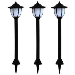 Lot de 3 lampes solaires d'ext&eacute;rieur jardin 16,5 x 14,5 x 73 cm avec installation facile en polypro