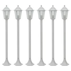 Lot de 6 lampes de jardin &agrave; piquet fonctionnelles ambiance ext&eacute;rieure 110 x 19 cm en aluminium blan