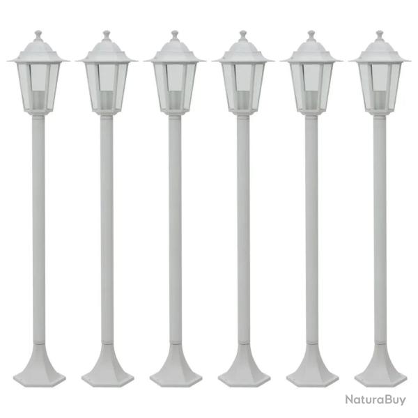 Lot de 6 lampes de jardin � piquet fonctionnelles ambiance ext�rieure 110 x 19 cm en aluminium blan