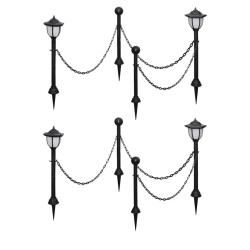 Lot de 4 lampes solaires avec piquets pour jardin ext&eacute;rieur lumineux 70 x 70 x 70 cm en PP noir 02_