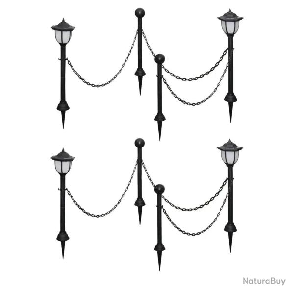 Lot de 4 lampes solaires avec piquets pour jardin ext�rieur lumineux 70 x 70 x 70 cm en PP noir 02_