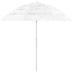 Parasol de plage inclinable style hawa&iuml; 240 x 210 cm protection UV durable en polyester blanc 02_00