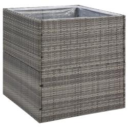 Jardini&egrave;re carr&eacute;e moderne 80 x 80 x 80 cm &eacute;l&eacute;vation optimale ext&eacute;rieur en r&eacute;sine tress&eacute;e gris 02_00