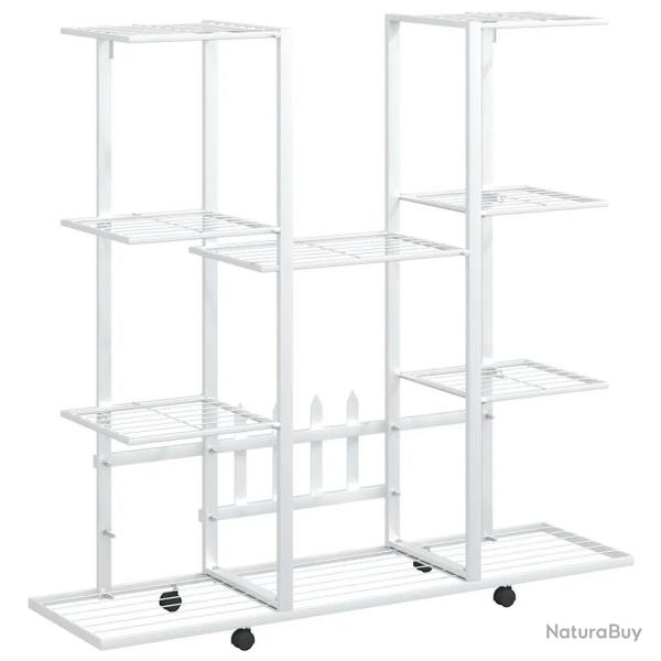 Jardini�re avec roues design modulable salon jardin 94 x 24 x 91 cm en fer blanc 02_0047088