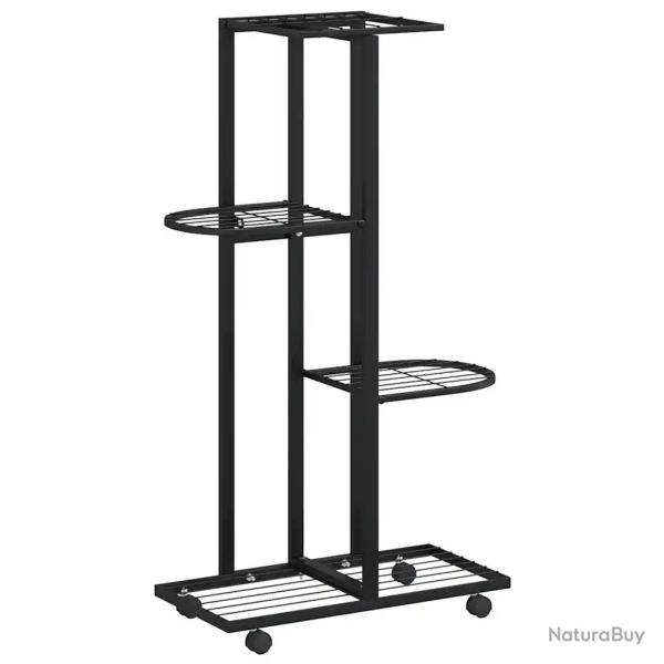 Jardini�re � 4 niveaux avec roulettes design moderne int�rieur 44 x 23 x 80 cm en fer noir 02_00470