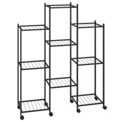 Jardini&egrave;re sur roues pratique 83 x 25 x 104 cm design moderne int&eacute;rieur ext&eacute;rieur en fer noir 02_00