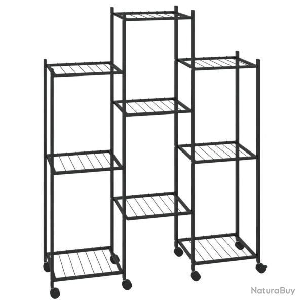 Jardini�re sur roues pratique 83 x 25 x 104 cm design moderne int�rieur ext�rieur en fer noir 02_00