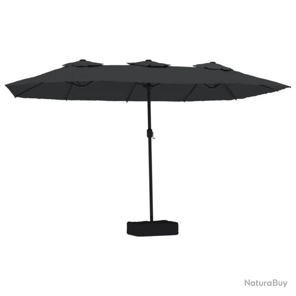Parasol de jardin � double t�te avec LED 449 x 265 x 245 cm protection UV ambiance cosy en polyeste