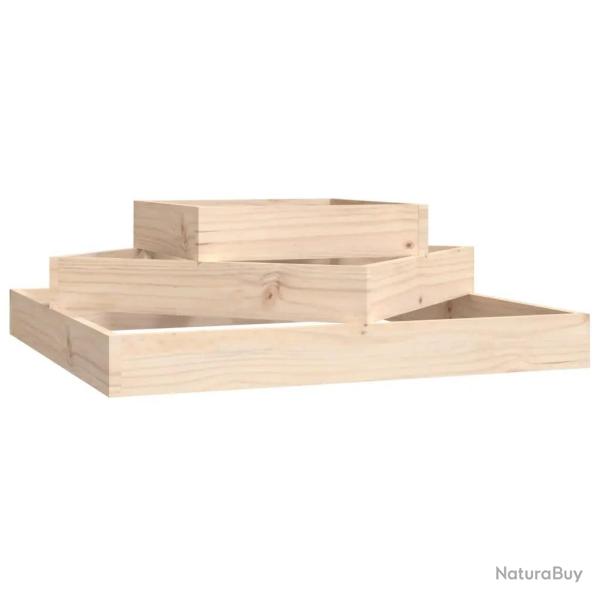 Jardini�re 3 niveaux design rustique ext�rieur jardin 83 x 83 x 27 cm en bois de pin naturel 02_004
