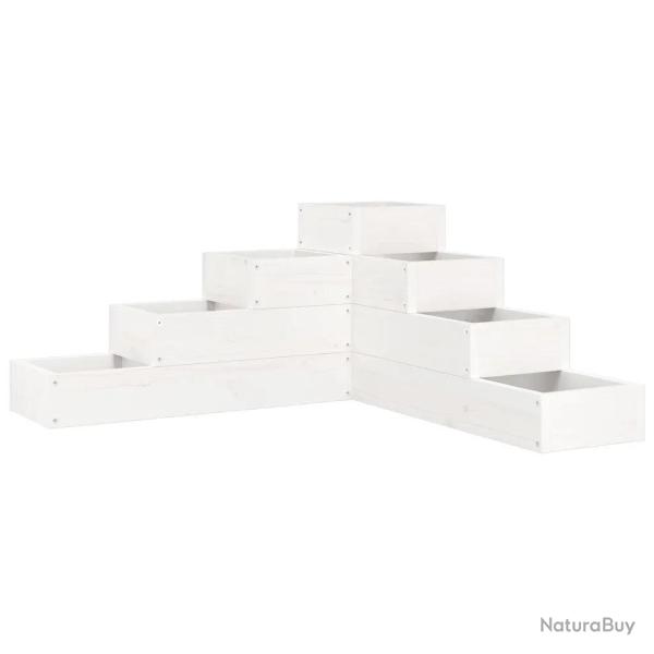 Jardini�re de coin design � 4 niveaux pour balcon terrasse 80,5 x 79 x 36 cm en bois de pin blanc 0