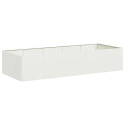 Jardini&egrave;re ext&eacute;rieure style moderne fond ouvert 200 x 80 x 40 cm robuste d&eacute;corative en acier blanc