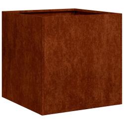 Jardini&egrave;re carr&eacute;e fond ouvert jardin terrasse 40 x 40 x 40 cm design moderne en acier rouill&eacute; 02_00