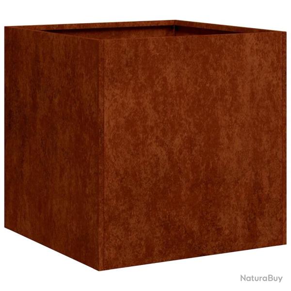 Jardini�re carr�e fond ouvert jardin terrasse 40 x 40 x 40 cm design moderne en acier rouill� 02_00