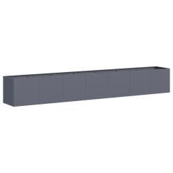 Jardini&egrave;re rectangulaire moderne pour balcon jardin 280 x 40 x 40 cm avec fond ouvert en acier lami