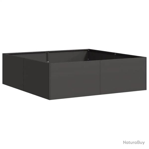 Jardini�re carr�e design moderne jardin balcon 100 x 100 x 30 cm en acier noir 02_0051588