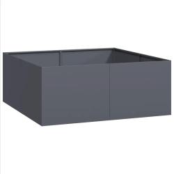 Jardini&egrave;re carr&eacute;e design moderne jardin balcon 100 x 100 x 40 cm en acier anthracite 02_0051596