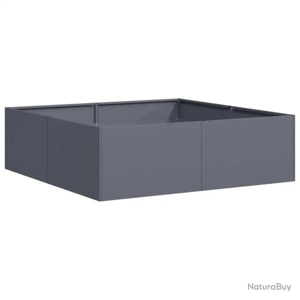 Jardini�re carr�e moderne balcon jardin 100 x 100 x 30 cm avec fond ouvert esth�tique en acier anth