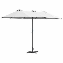 Parasol de jardin pliable moderne 370 x 197 x 239 cm pratique et durable en polyester sable 02_0058