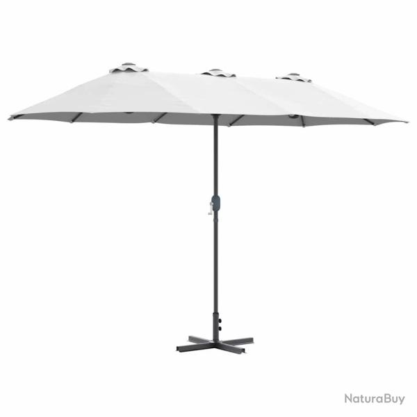 Parasol de jardin pliable moderne 370 x 197 x 239 cm pratique et durable en polyester sable 02_0058