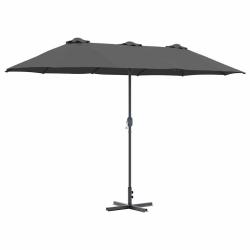 Parasol de jardin pliable moderne 370 x 197 x 239 cm facile &agrave; transporter durable en polyester anth