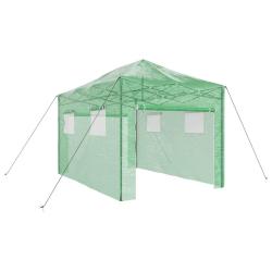 Serre de jardin rectangulaire pliable 280 x 410 x 315 cm acc&egrave;s facile design moderne en fer vert 02