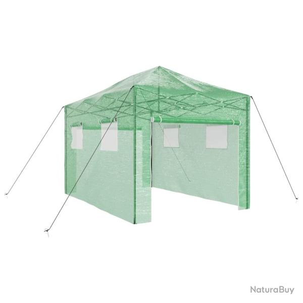 Serre de jardin rectangulaire pliable 280 x 410 x 315 cm acc�s facile design moderne en fer vert 02