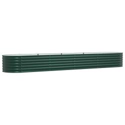 Jardini&egrave;re sur&eacute;lev&eacute;e moderne minimaliste jardin terrasse 400 x 80 x 44 cm en acier vert 02_0058907