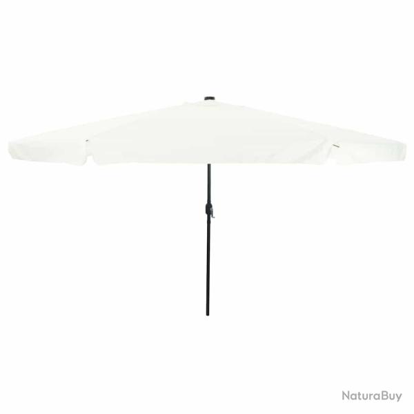 Parasol de jardin rond r�glable avec bandes LED moderne terrasse 395 x 395 x 245 cm en polyester an