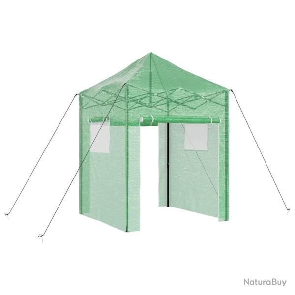 Serre pop-up rectangulaire jardin 200 x 200 x 300 cm pliable ext�rieur moderne en fer vert 02_00588