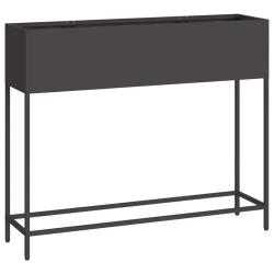 Bac de jardin sur&eacute;lev&eacute; moderne 100 x 26 x 82 cm style contemporain ambiance tendance en acier noir
